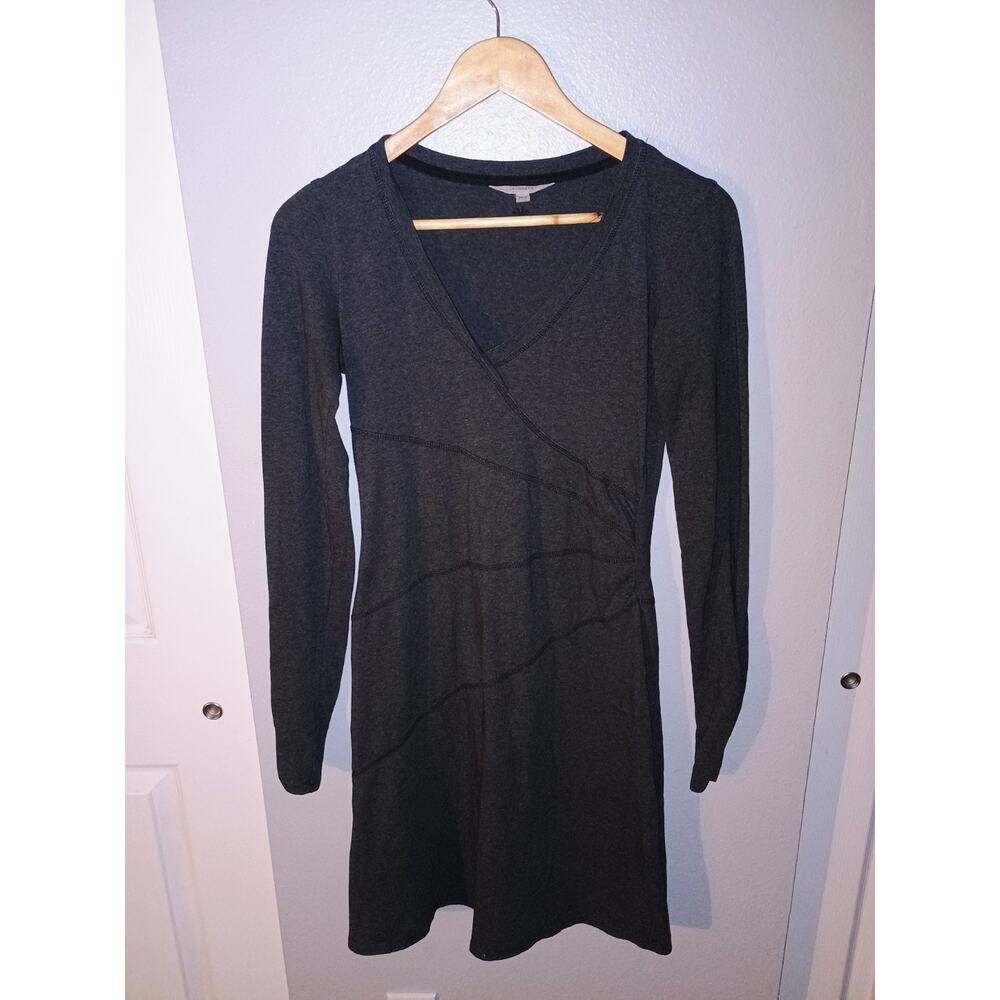 Athleta Dress Women Extra Small Gray Pullover Stretch V-Neck Organic Cotton